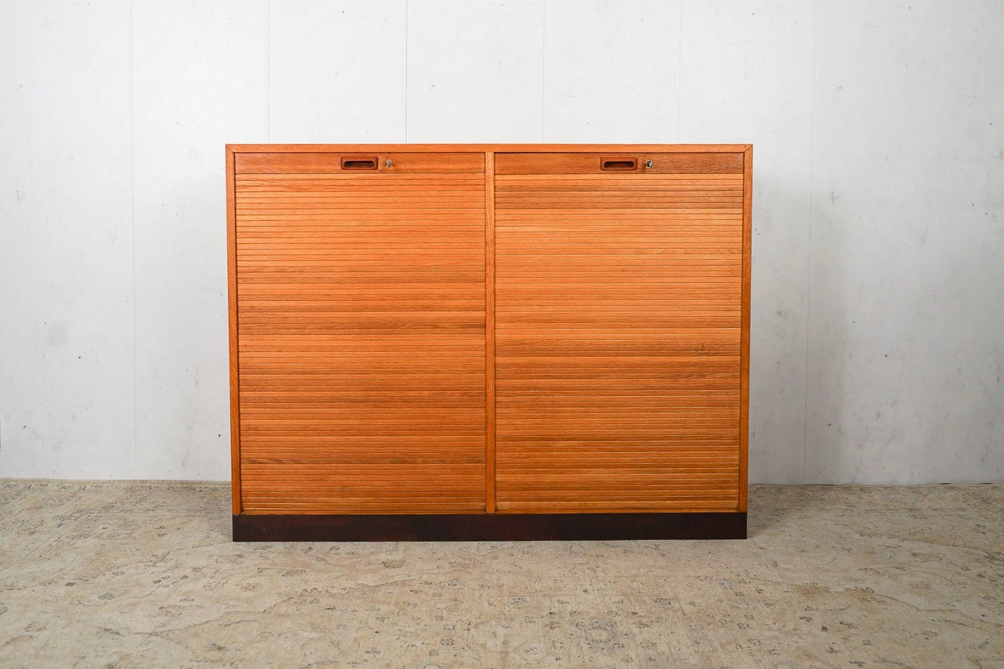 Danish louvre cabinet made of oak chest of drawers 60s Mid Century Vintage