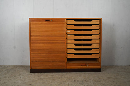 Danish louvre cabinet made of oak chest of drawers 60s Mid Century Vintage