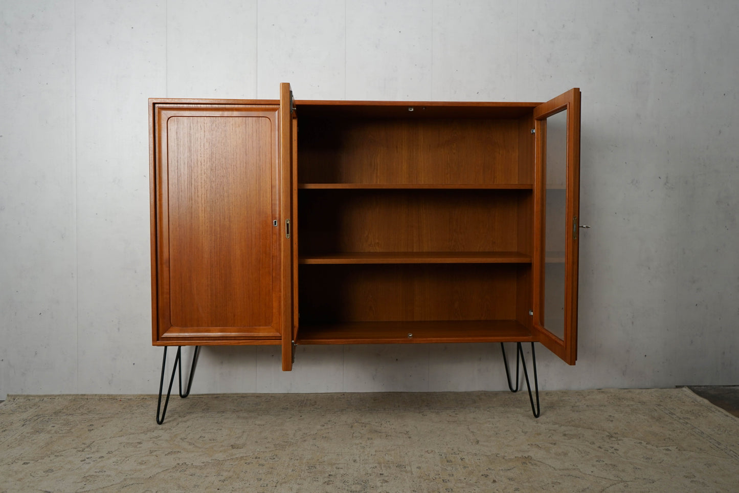 Teak Vitrine Sideboard Mid Century Anrichte Vintage 60er