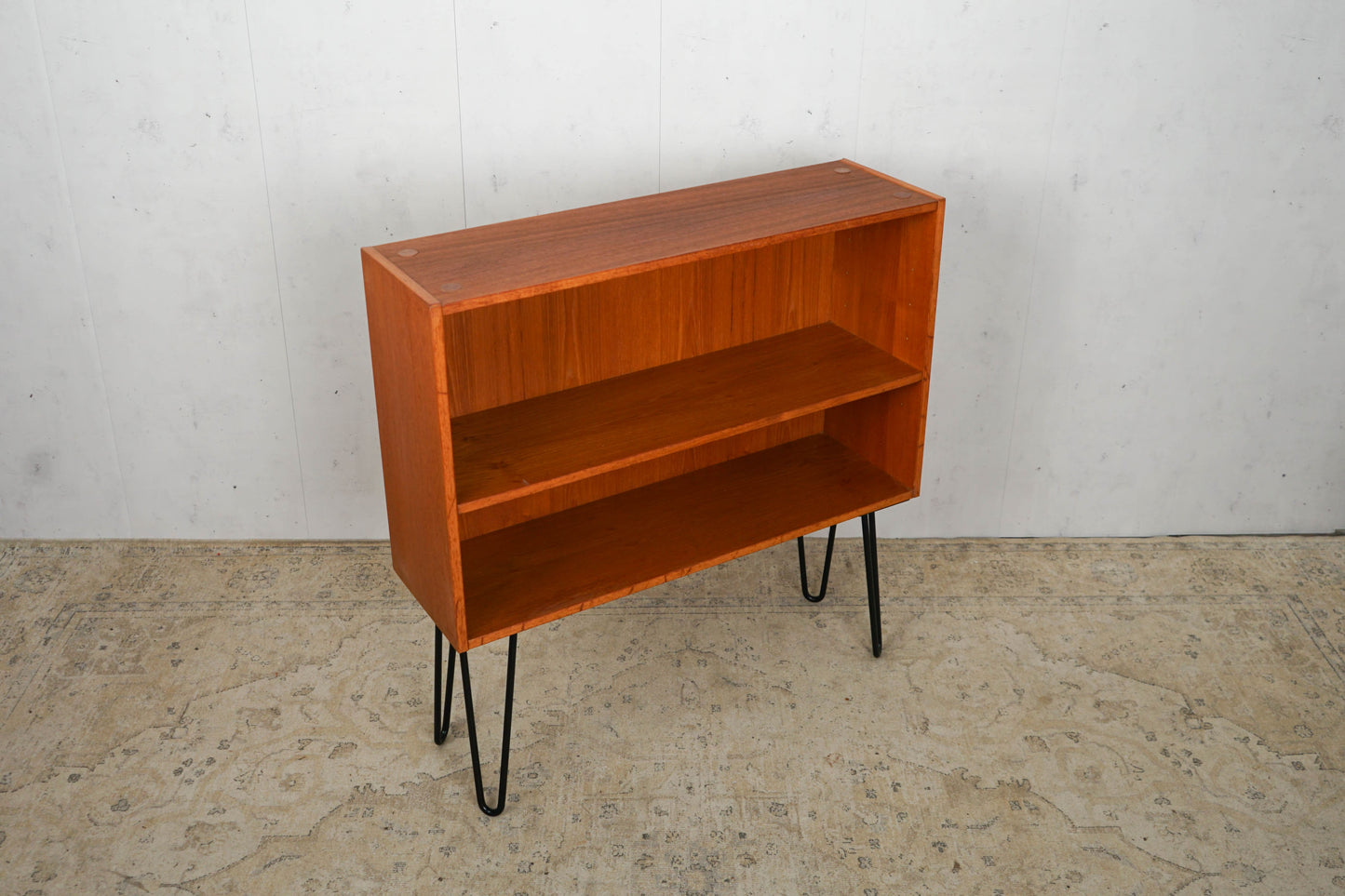 Teak Bookcase Hairpin 90cm Mid Century Danish Vintage