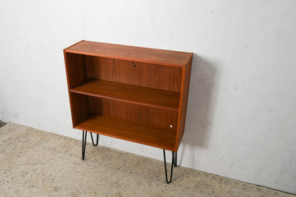 Teak Bookcase Hairpin 88.5cm large compartments Mid Century Danish Vintage