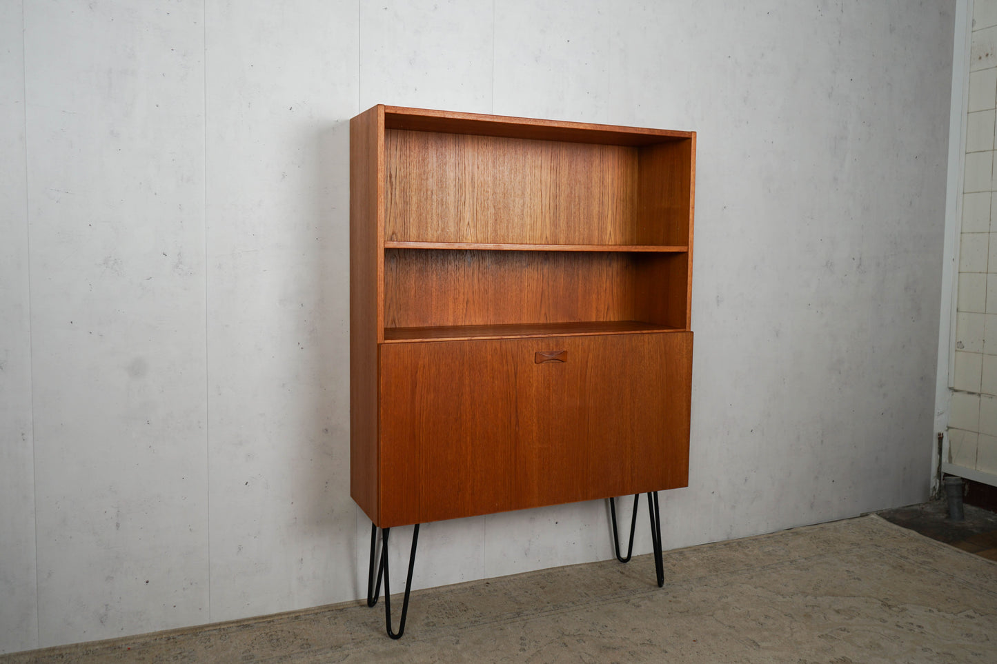 Teak Bookcase Hairpin 90cm Mid Century Danish Vintage