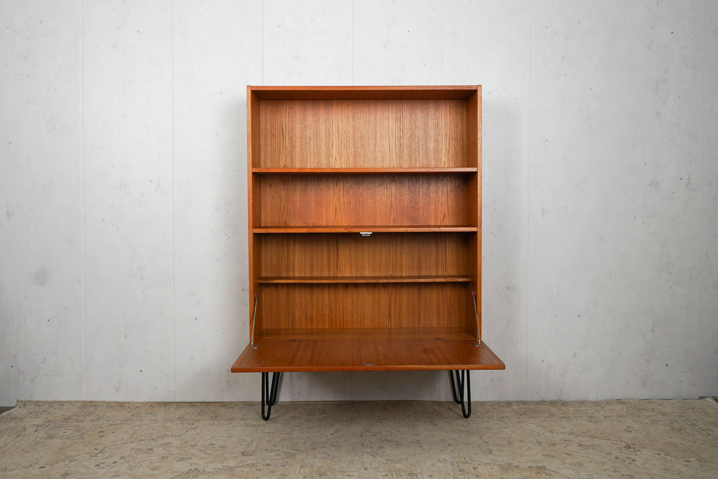 Teak Bookcase Hairpin 90cm Mid Century Danish Vintage