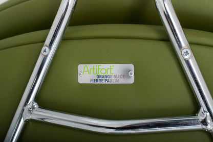 Artifort Orange Slice armchair by Pierre Paulin in green leather