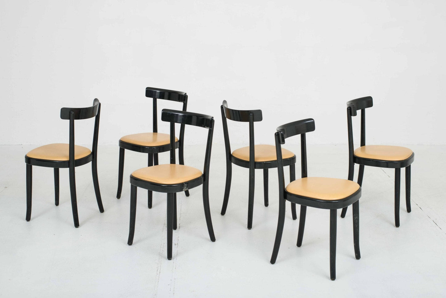 Swiss bistro chairs in black-green vintage