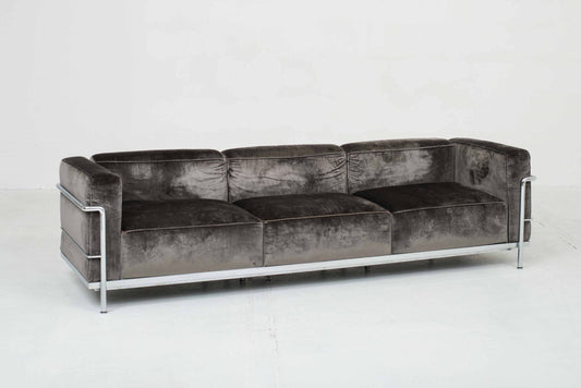 Cassina LC3 3-seater sofa by Le Corbusier in velvet vintage