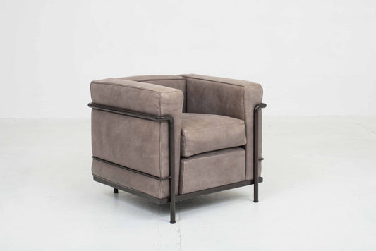 Cassina LC2 armchair by Le Corbusier in brown natural leather