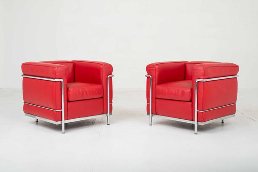 Cassina LC2 armchair by Le Corbusier in red