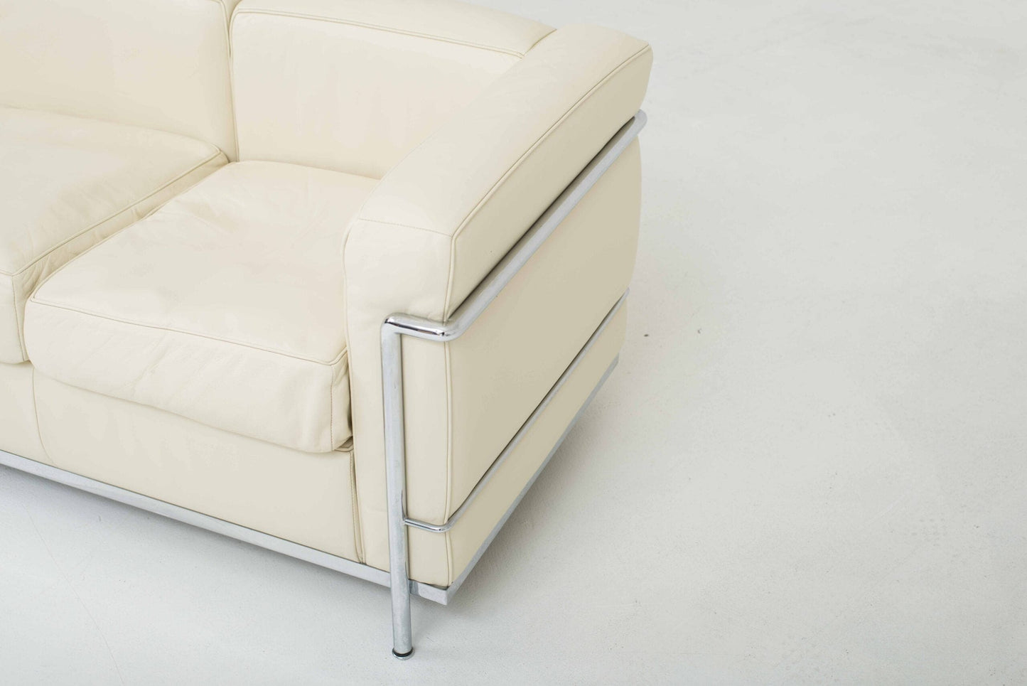 Cassina LC2 3 seater sofa by Le Corbusier in vintage cream leather