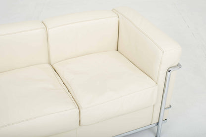 Cassina LC2 3 seater sofa by Le Corbusier in vintage cream leather