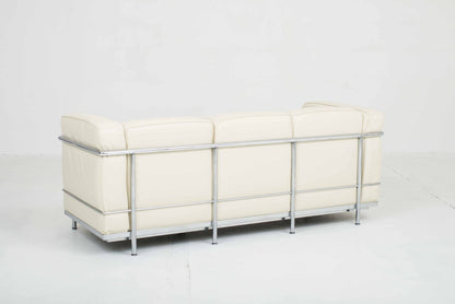 Cassina LC2 3 seater sofa by Le Corbusier in vintage cream leather