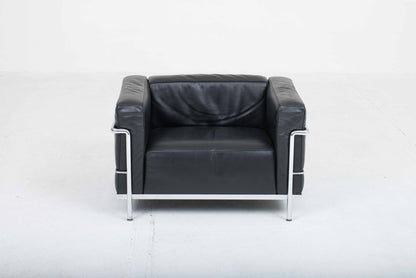 Cassina LC3 armchair by Le Corbusier in black leather