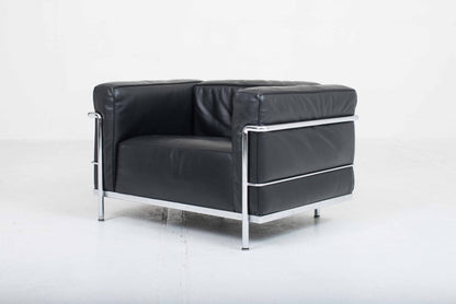 Cassina LC3 armchair by Le Corbusier in black leather