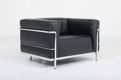 Cassina LC3 armchair by Le Corbusier in black leather