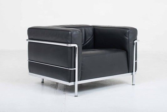 Cassina LC3 Sessel von Le Corbusier in schwarzem Leder