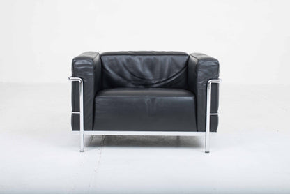 Cassina LC3 armchair by Le Corbusier in black leather