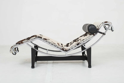 Cassina LC4 Chaise Longue by Le Corbusier with vintage spotted fur