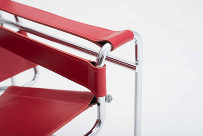 Knoll Wassily Chair / B3 armchair by Marcel Breuer in red leather Vintage