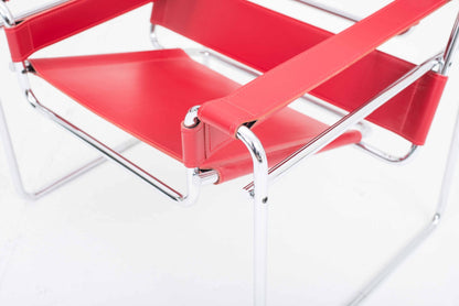 Knoll Wassily Chair / B3 armchair by Marcel Breuer in red leather Vintage