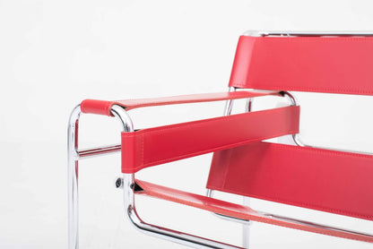 Chaise Knoll Wassily / Fauteuil B3 de Marcel Breuer en cuir rouge vintage