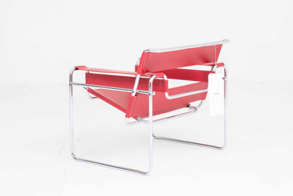 Chaise Knoll Wassily / Fauteuil B3 de Marcel Breuer en cuir rouge vintage