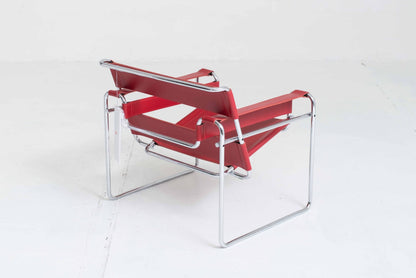 Chaise Knoll Wassily / Fauteuil B3 de Marcel Breuer en cuir rouge vintage