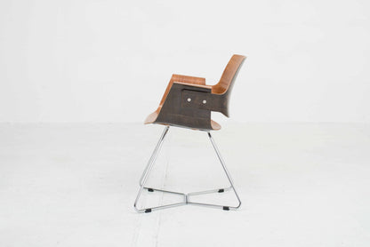 Embru Atelier chair by Christophe Marchand with cross base in brown vintage