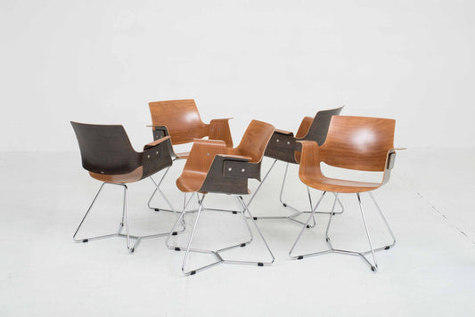 Embru Atelier chair by Christophe Marchand with cross base in brown vintage