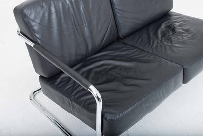 Pfalzberger Sofa T2 by Heinrich Pfalzberger in black leather