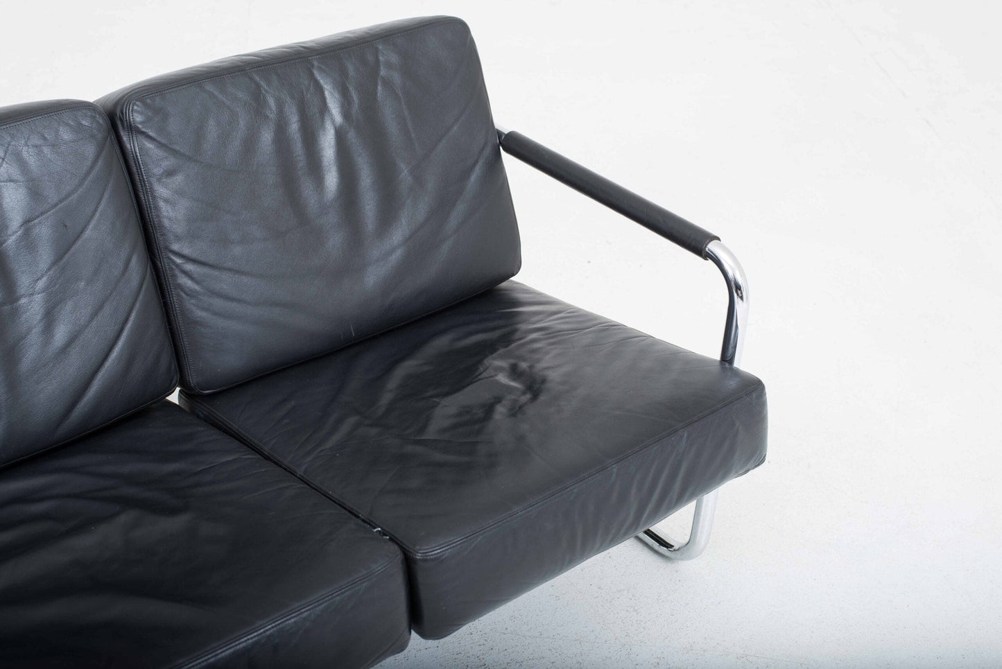 Pfalzberger Sofa T2 by Heinrich Pfalzberger in black leather