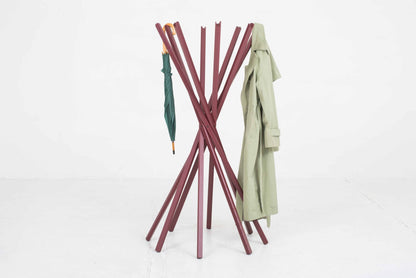 Zanotta Sciangai coat rack from De Pas, D'Urbino and Lomazzi in vintage wine red