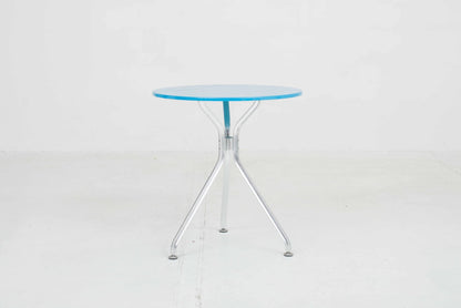 Table de jardin Seledue Alu3 par Kurt Thut en bleu clair vintage