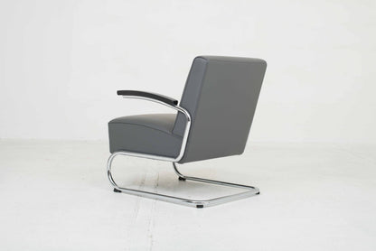 Thonet S 411 armchair in grey leather vintage