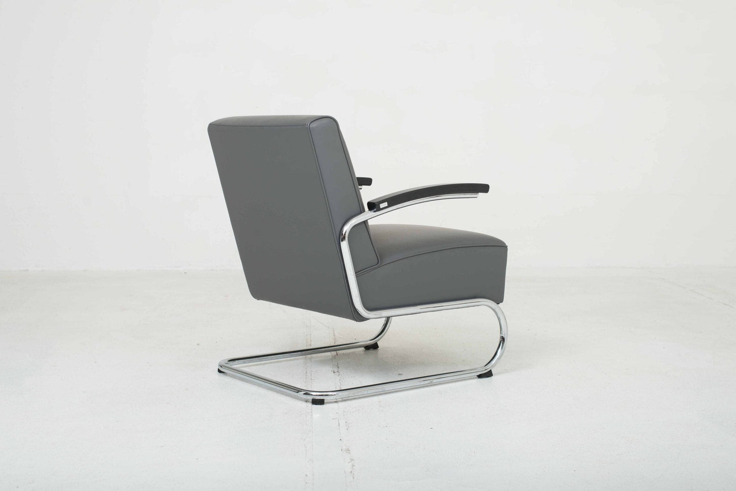 Thonet S 411 armchair in grey leather vintage