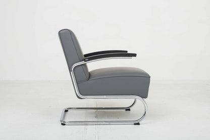 Thonet S 411 armchair in grey leather vintage