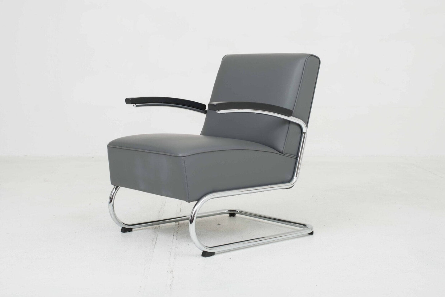 Thonet S 411 armchair in grey leather vintage