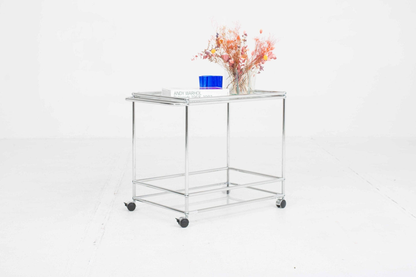 USM serving trolley made of glass vintage