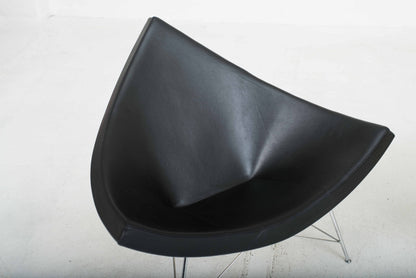 Vitra Coconut armchair by George Nelson in black leather Vintage