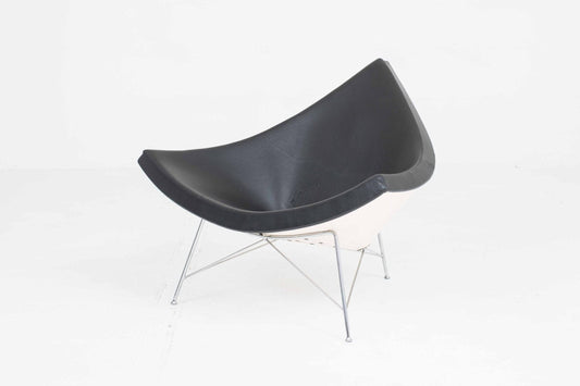 Vitra Coconut armchair by George Nelson in black leather Vintage