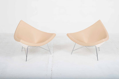 Vitra Coconut armchair by George Nelson in cream leather