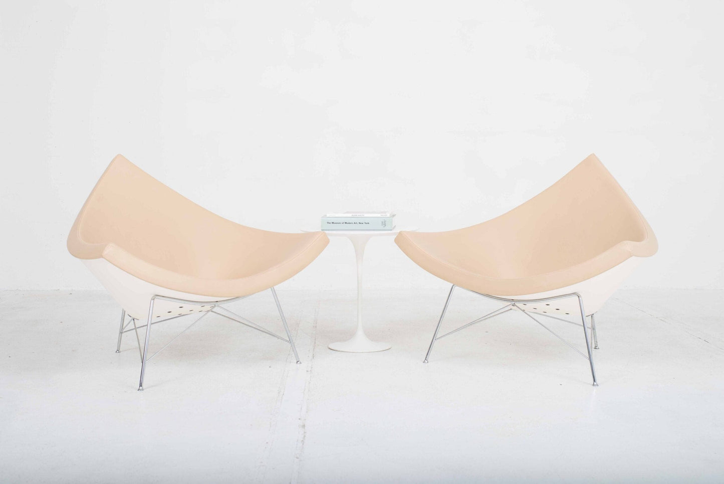 Vitra Coconut armchair by George Nelson in cream leather