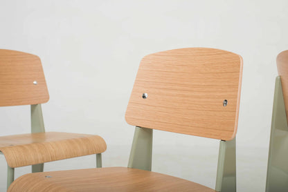 Vitra Standard Chair by Jean Prouvé in Oak and Gris Vermeer Vintage