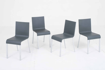 Chaises Vitra .03 de Maarten Van Severen en gris foncé, en lot de 4 vintage