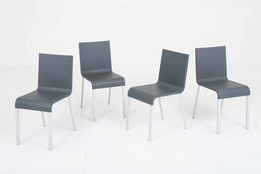 Vitra .03 chairs by Maarten Van Severen in dark grey, set of 4 vintage