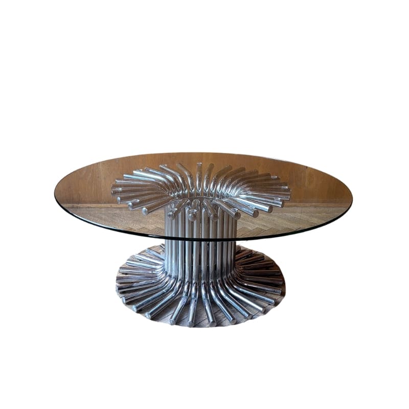 Round chrome coffee table, Italy, 1970s vintage