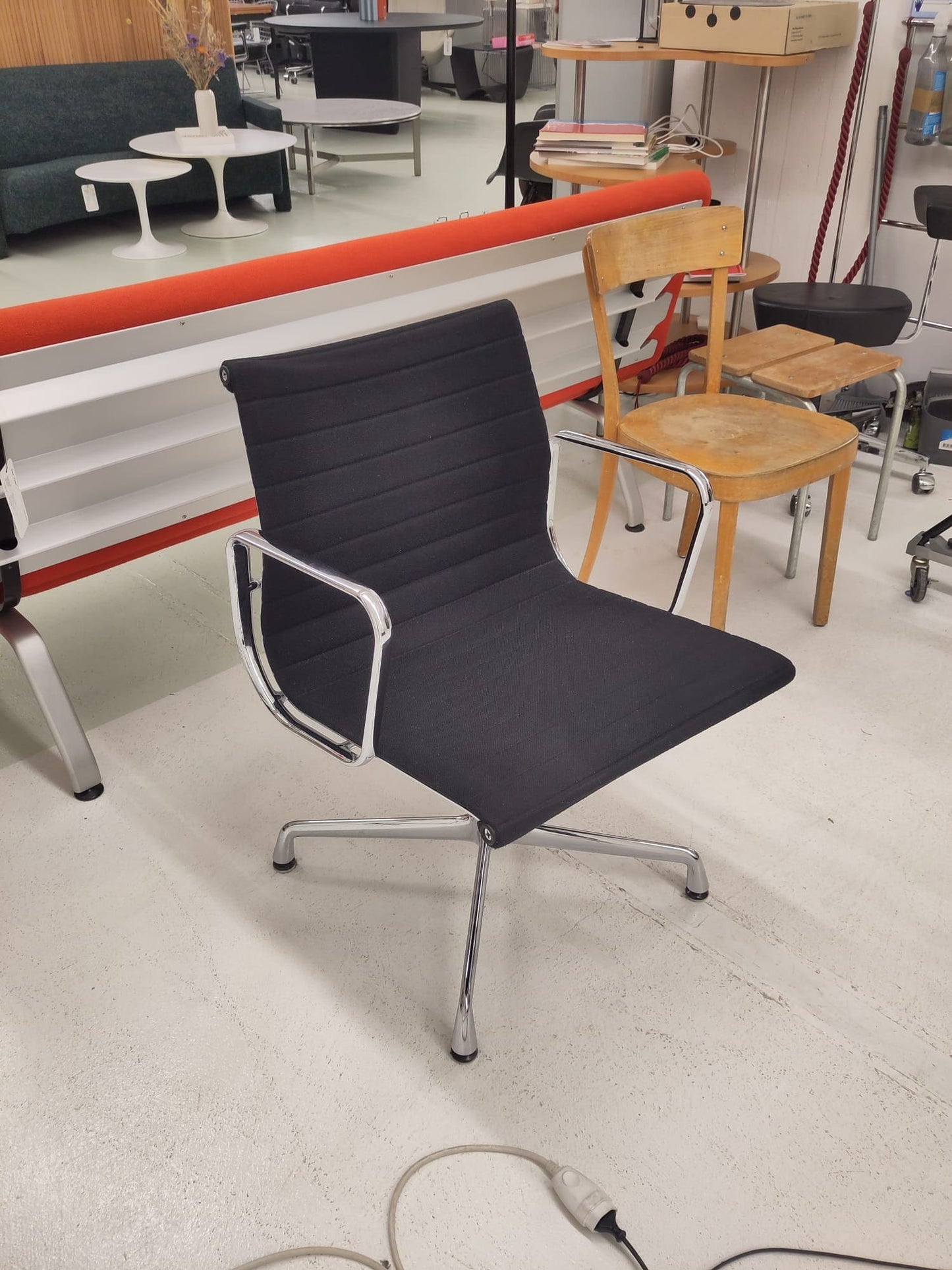 Vitra EA 107 office chair by Charles and Ray Eames in black Hopsak Vintage