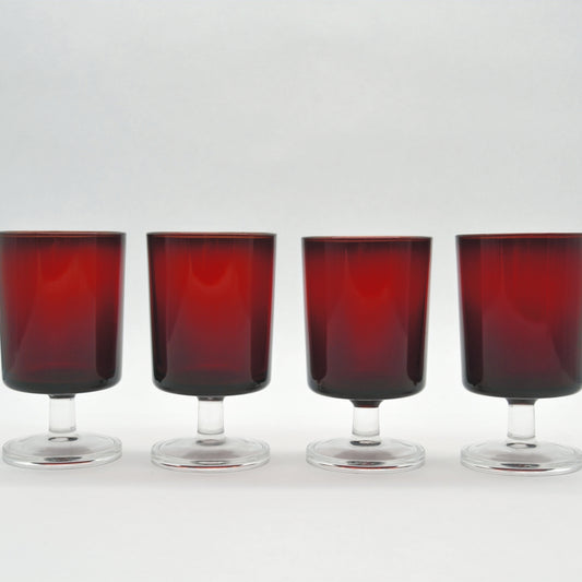 Vintage wine glass red by Luminarc France set of 4