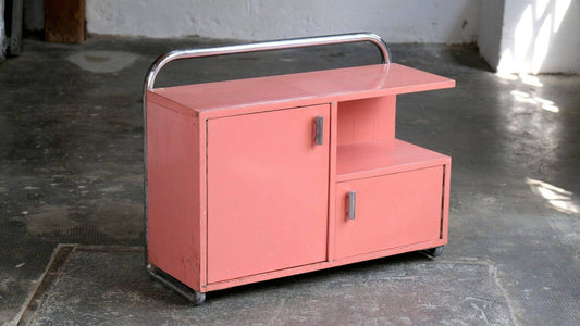Small Bauhaus chest of drawers in pastel pink