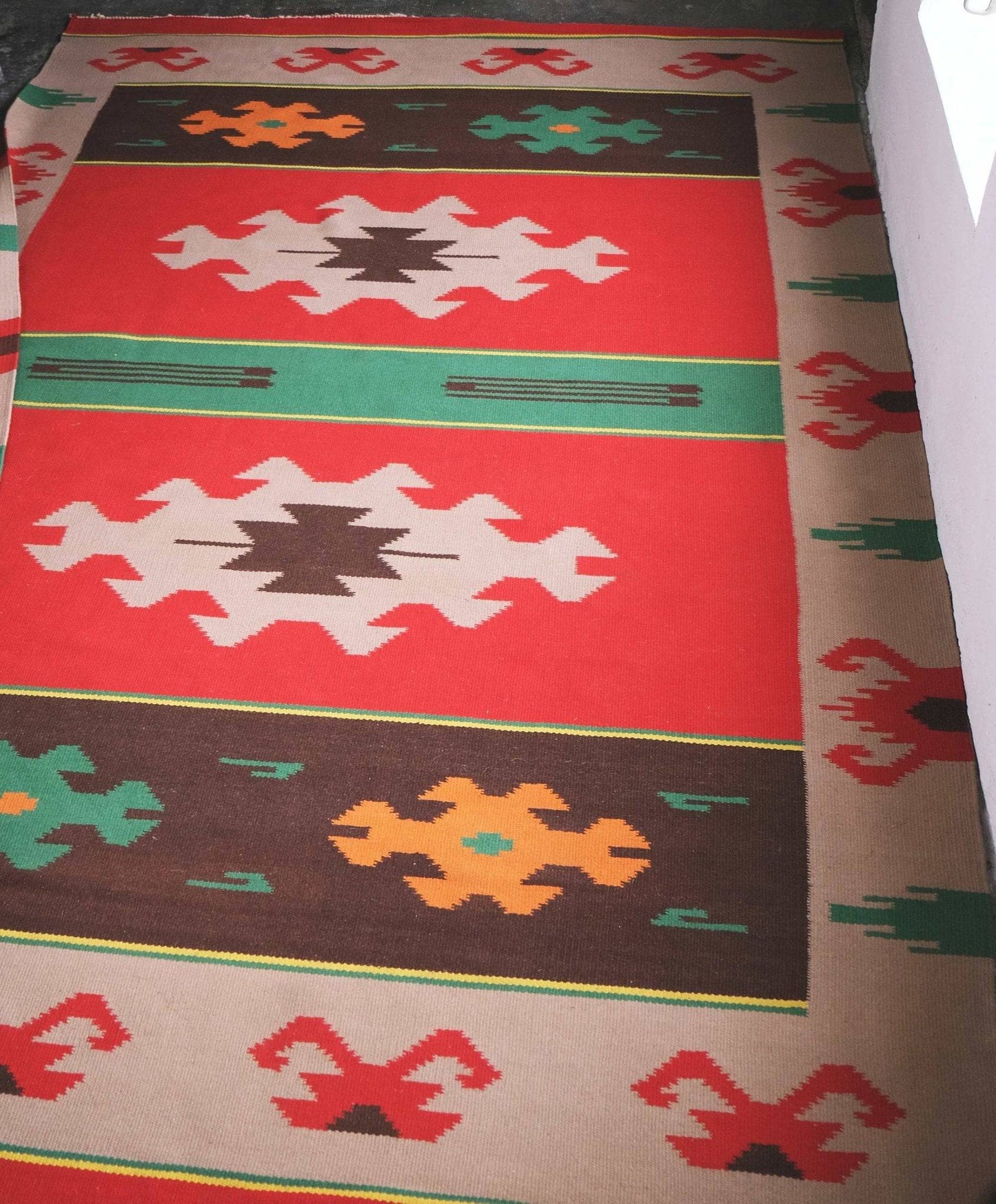 Large geometric wool rug in Bauhaus design