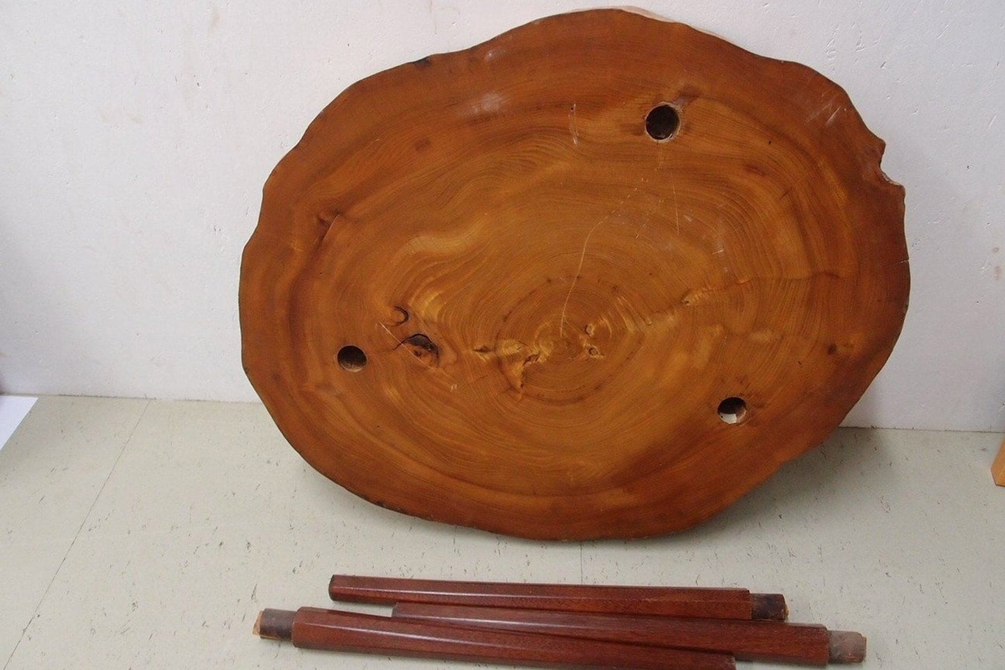 side table made of tree slice